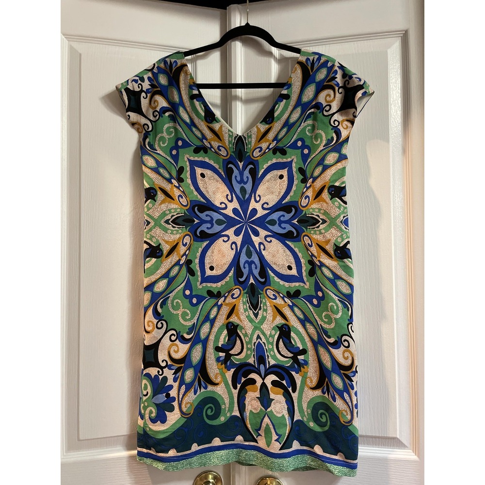 Maeve Dress Womens Small Green Paisley Cap Sleeve Shift Anthropologie Boho